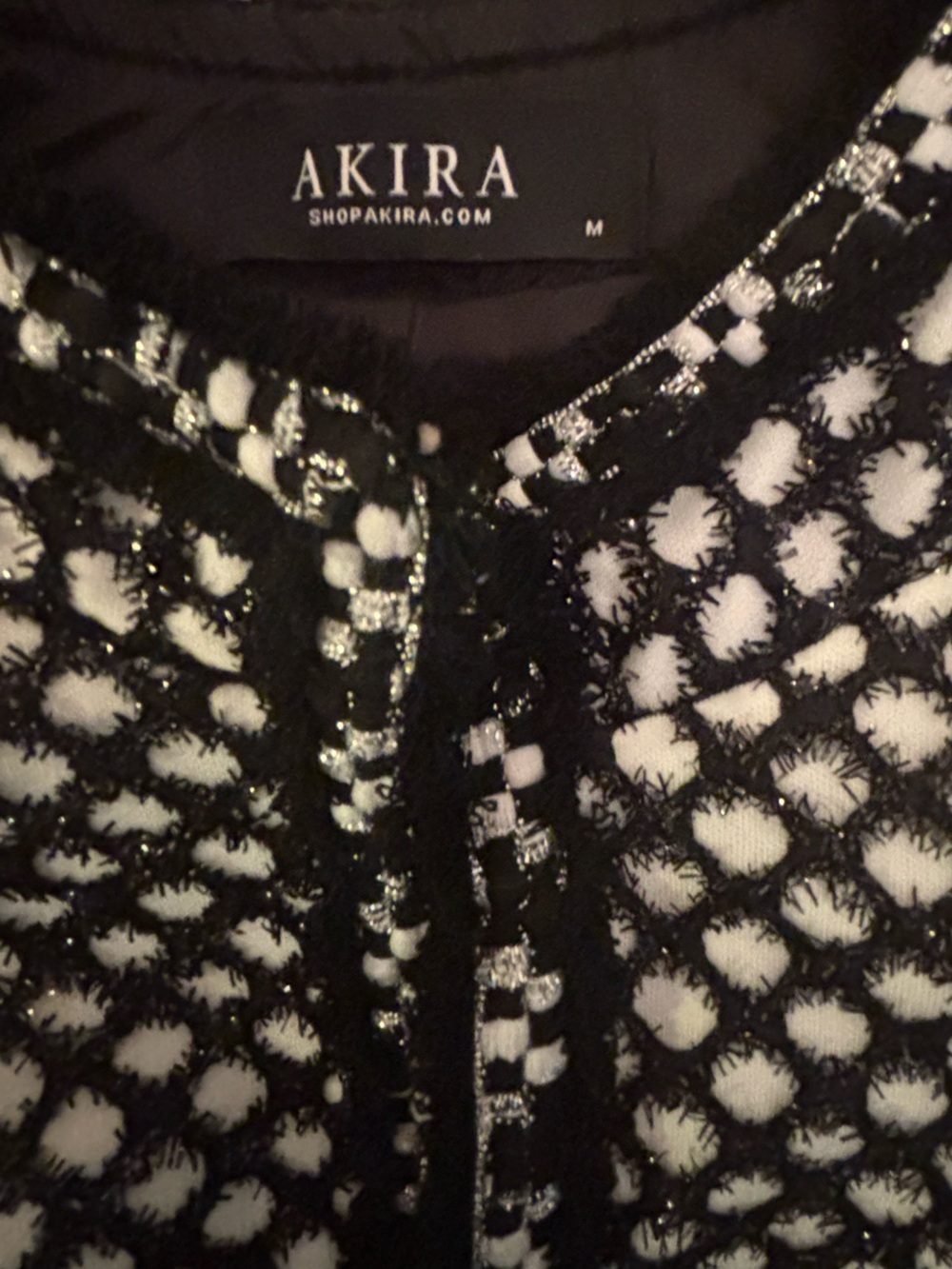 AKIRA Black & White Puff-Sleeve Cropped Jacket - Picture 2 of 5